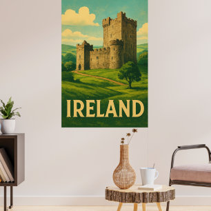 Irland Schloss Reise – Vintage Style Irisch Poster