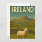 Irland Sheep besuchen Postkarte (Vorne/Hinten)