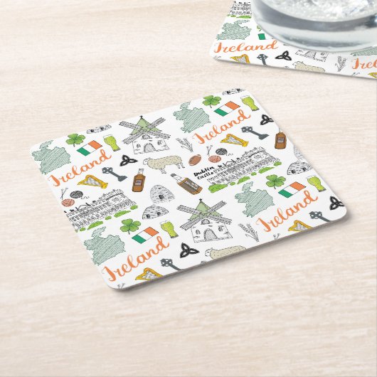 Irland-Skizze-Gekritzel-Muster Rechteckiger Pappuntersetzer (angewinkelt)