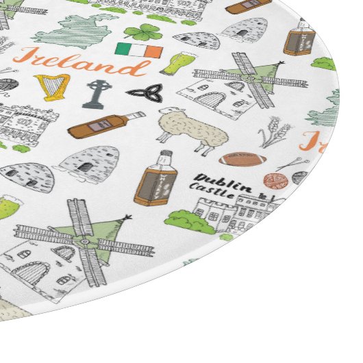 Irland-Skizze-Gekritzel-Muster Schneidebrett (Ecke)