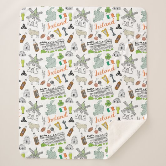 Irland-Skizze-Gekritzel-Muster Sherpadecke (Vorderseite)