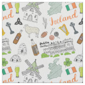 Irland-Skizze-Gekritzel-Muster Stoff (Nahaufnahme)