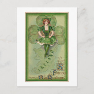 Irland St. Patricks Tag Grüße - Vintage Postkarte