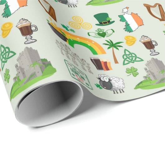 Irland Symbole Geschenkpapier (Rolleneckpunkt)