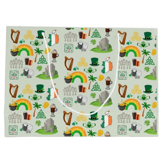 Irland Symbole Große Geschenktüte (Rückseite)