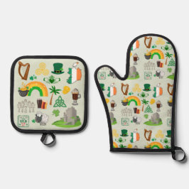 Irland Symbole Ofenhandschuh & Topflappen-Set