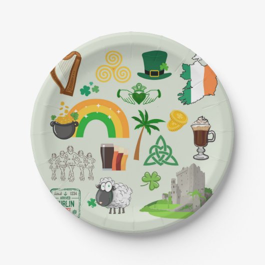 Irland Symbole Pappteller (Vorderseite)
