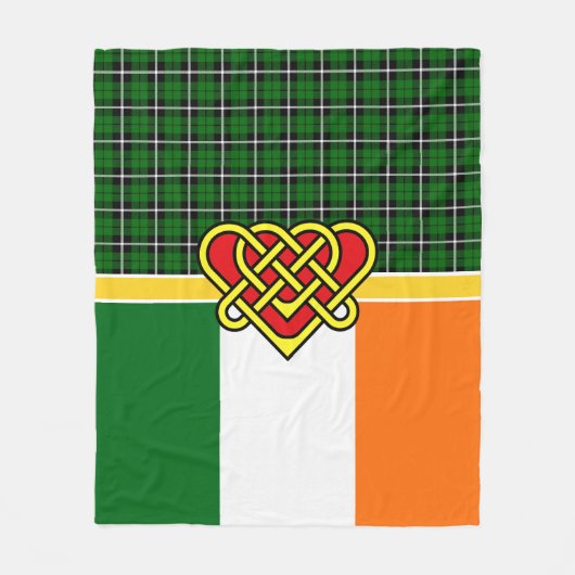 Irland Tartan, irische Flagge, keltisches Herz, Ir Fleecedecke (Vorderseite)