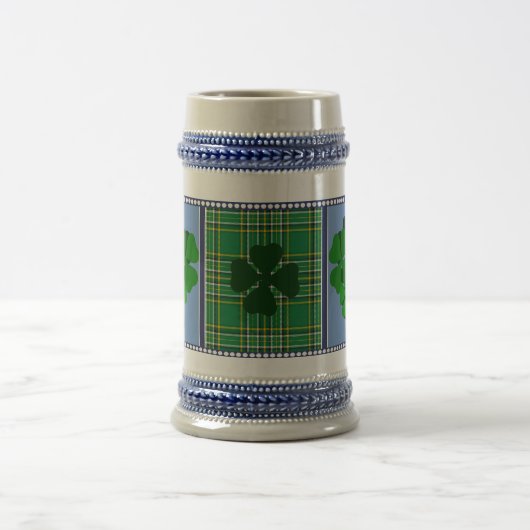 Irland Tartan, Kleeblatt, 4 Blatt Klee Bierglas (Mittel)