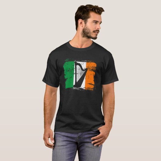 Irland Trad Music Harp Irish Flag Harpist Irland T-Shirt (Vorne ganz)