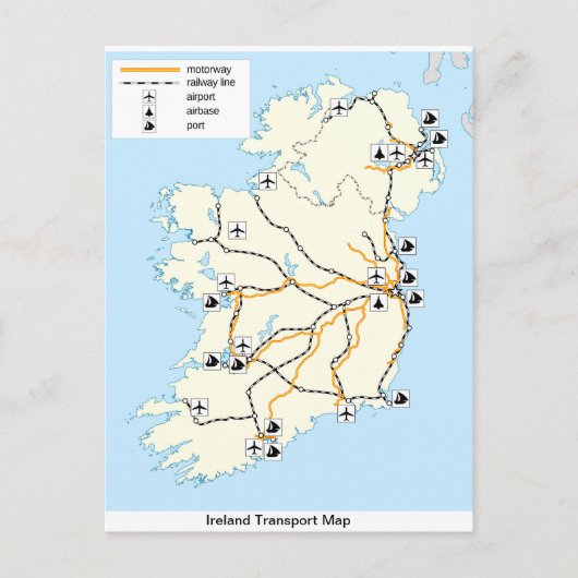 Irland Transport Map, irische Postkarte. Postkarte (Vorderseite)