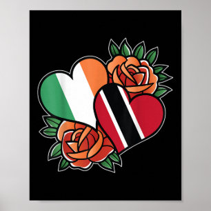 Irland Trinidad und Tobago Flag Herzstück halb iri Poster
