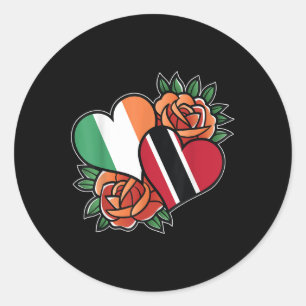 Irland Trinidad und Tobago Flag Herzstück halb iri Runder Aufkleber