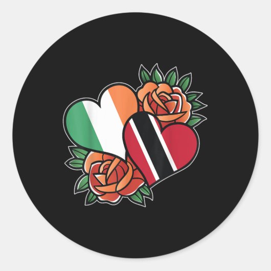 Irland Trinidad und Tobago Flag Herzstück halb iri Runder Aufkleber (Vorderseite)