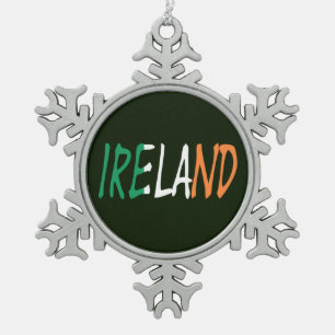 Irland überschneidet die irische Flagge Schneeflocken Zinn-Ornament
