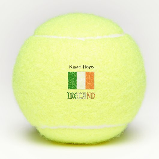 Irland und die irische Flagge mit Ihrem Namen Tennisbälle (Vorderseite)