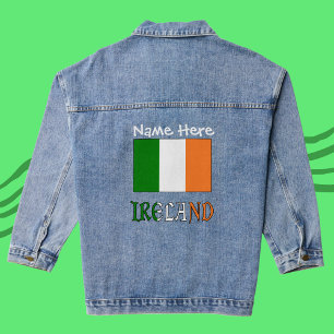 Irland und Irische Flagge Schwarze Personalisierun Jeansjacke