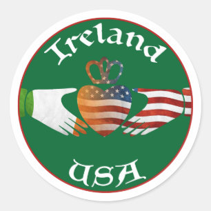 Irland USA Claddagh Design Runder Aufkleber
