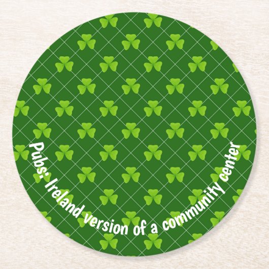 Irland Version eines Kleeblatts des Zentrums der G Runder Pappuntersetzer (Vorderseite)