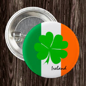 Irland & vierblättriges Kleeblatt, irische Flagge Button