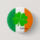 Irland & vierblättriges Kleeblatt, irische Flagge Button (Vorderseite)