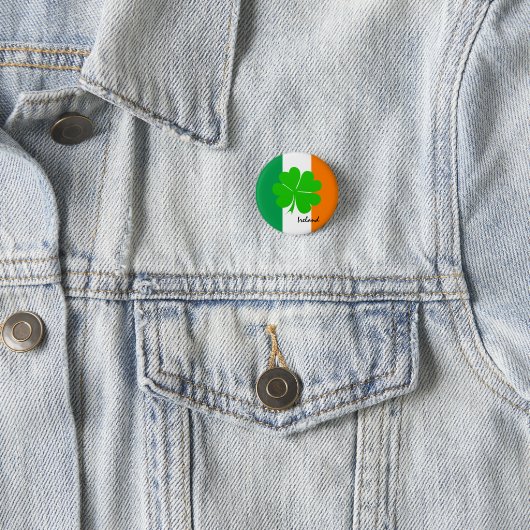 Irland & vierblättriges Kleeblatt, irische Flagge Button (Beispiel)