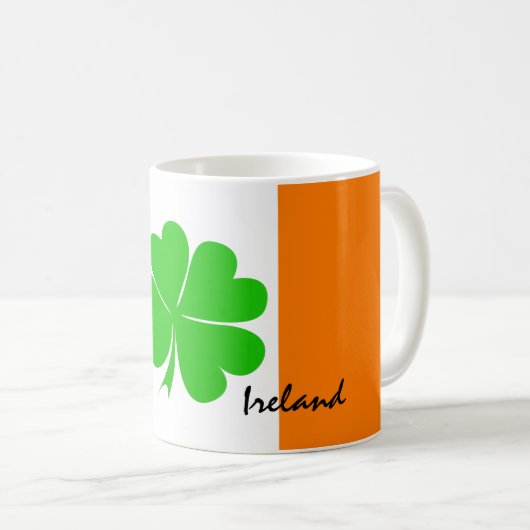 Irland & vierblättriges Kleeblatt, irische Flagge Kaffeetasse (VorderseiteRechts)