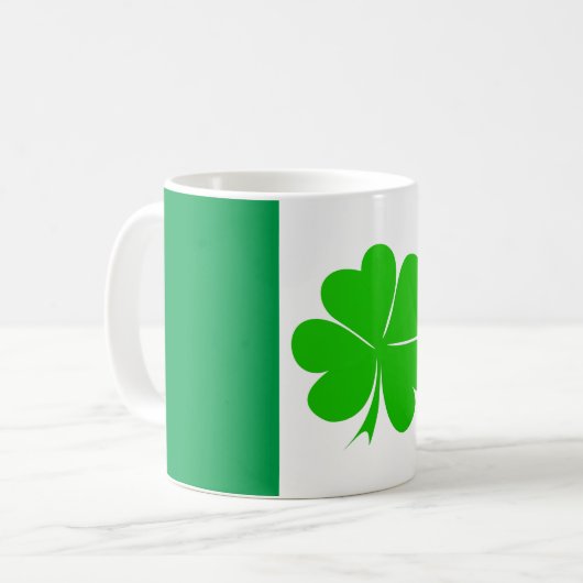 Irland & vierblättriges Kleeblatt, irische Flagge Kaffeetasse (Vorderseite Links)