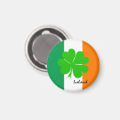 Irland & vierblättriges Kleeblatt, irische Flagge Magnet (Vorderseite/Rückseite)