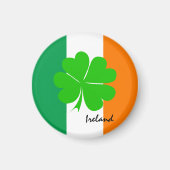 Irland & vierblättriges Kleeblatt, irische Flagge Magnet (Vorne)