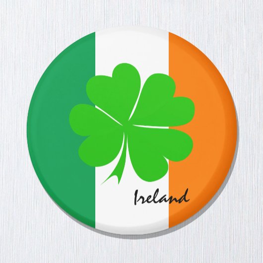 Irland & vierblättriges Kleeblatt, irische Flagge Magnet