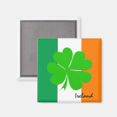 Irland & vierblättriges Kleeblatt, irische Flagge  Magnet (Vorderseite/Rückseite)