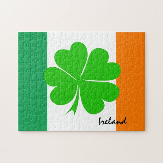 Irland & vierblättriges Kleeblatt, irische Flagge  Puzzle (Horizontal)