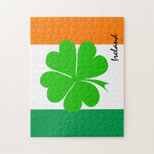 Irland & vierblättriges Kleeblatt, irische Flagge Puzzle (Vertikal)