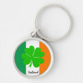 Irland & vierblättriges Kleeblatt, irische Flagge  Schlüsselanhänger (Vorne)
