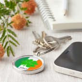 Irland & vierblättriges Kleeblatt, irische Flagge  Schlüsselanhänger (Seite)