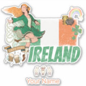 Irland Vintage Flagge St. Patrick's Day Retro Aufkleber (Vorderseite)