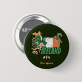 Irland Vintage Flagge St. Patrick's Day Retro Button (Vorne & Hinten)