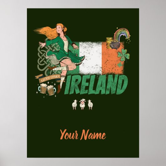 Irland Vintage Flagge St. Patrick's Day Souvenir Poster (Vorne)