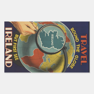 Irland Vintage-Reiseposter-Aufkleber Rechteckiger Aufkleber