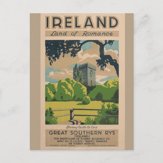 Irland Vintage Travel Postkarte (Vorderseite)