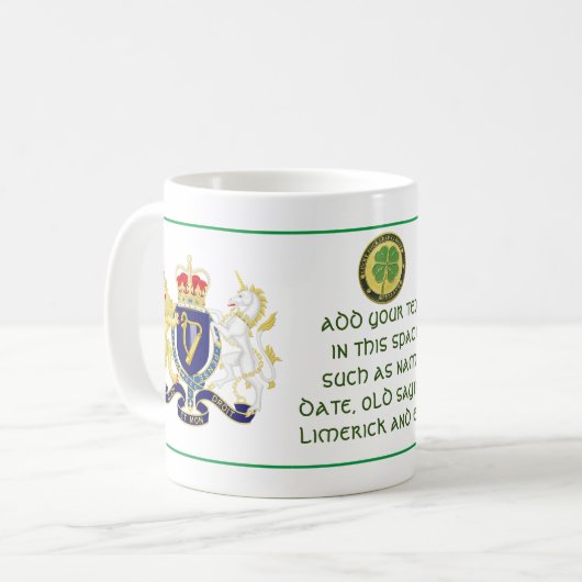 IRLAND WAPPEN Personalisiert Kaffeetasse (Vorderseite Links)