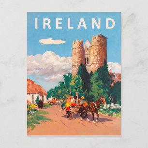 Irland, Wohnwagen geht auf Dorfstraße Postkarte