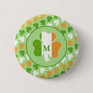 Irlandflagge aus Kleeblättern Button
