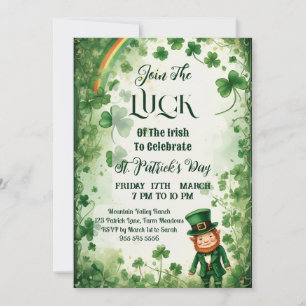 Irlands Glück Shamrocks Regenbogen Leprechaun Funk Einladung