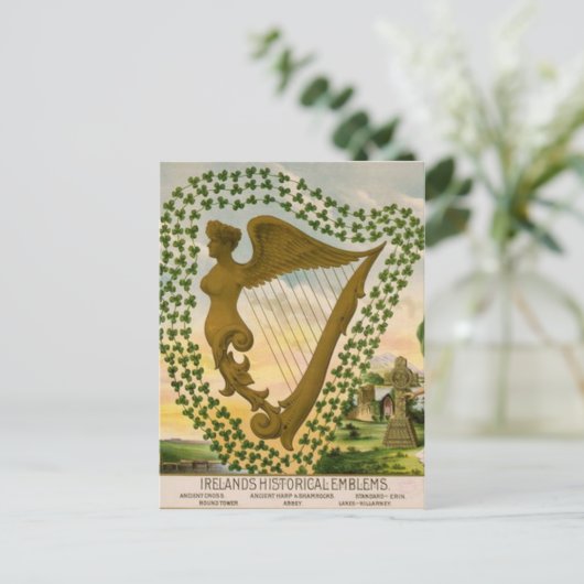 Irlands historische Embleme Postkarte (Stehend Vorderseite)