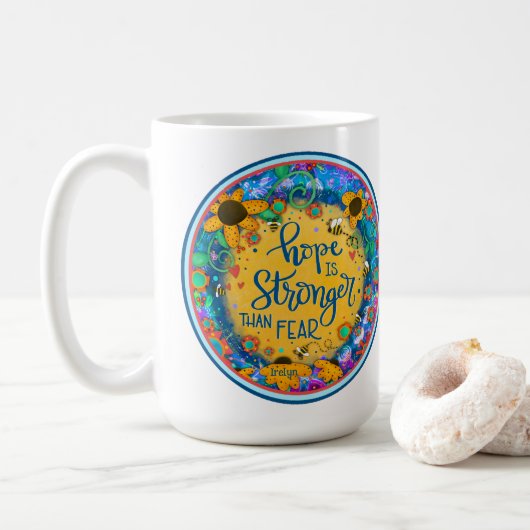Irlands Huddle Hope Floral Bumblebee Inspirivity Kaffeetasse (Mit Donut)