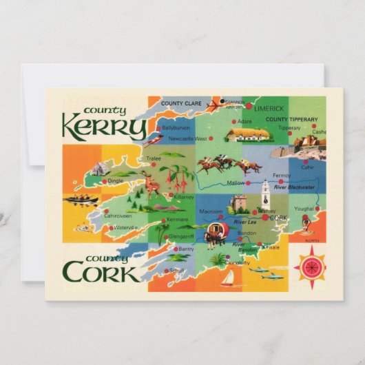 Irlands Kerry & Cork Karte 5x7 große Postkarte (Vorderseite)