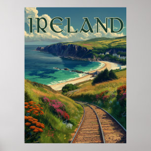 Irlands Küstenlinie Vintage Reise Poster