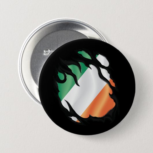 Irlands Rippfahne Button (Vorne & Hinten)